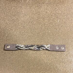 Braided Leather Bracelet with Metal Accents